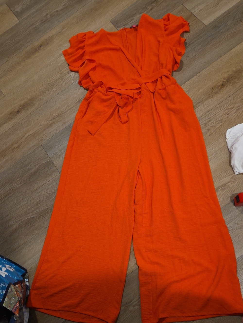 Vince Camuto Bright Orange Ruffled Jumpsuit